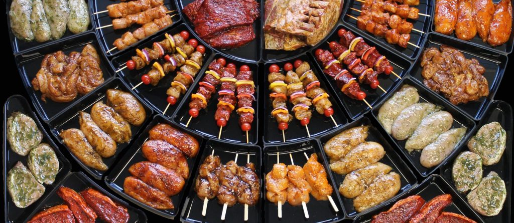 assortment of marinaded meat